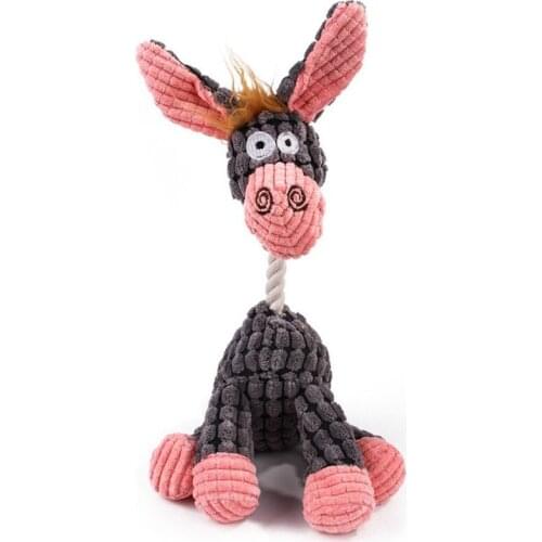 Pet Dog Toys Corduroy Donkey Shaped Chew Toy For Dog Puppy Squeaker Squeaky Plush Bone Molar Toy Pet Training Dog Supplies