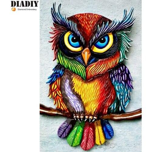 Full Square&round drill 5D DIY Diamond embroideryColored owl Diamond Painting Cross Stitch Rhinestone Mosaic decor gift