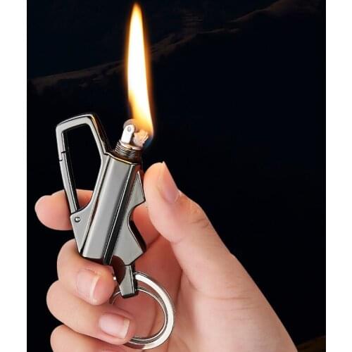 Kerosene Grinding Wheel Open Flame Lighter Multifunctional Keychain Portable Outdoor Waterproof Gasoline Smoking Encendedores