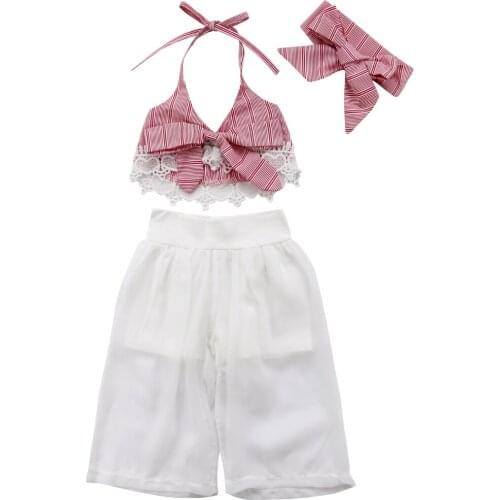 Sweet Little Baby Girls Clothes Summer Strap Crop Tops+Pants 2PCS Outfits Set Size 1-5T