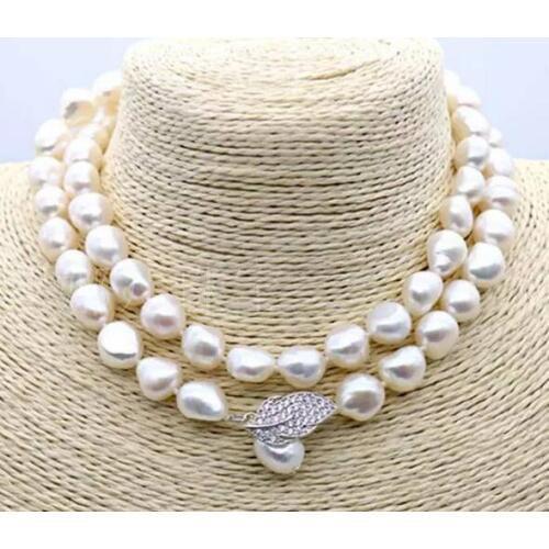 Beautiful AAA 11-12mm Natural white Pearl Necklace 36inch