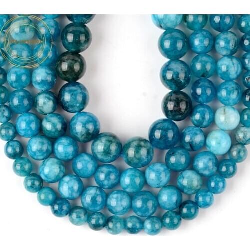 Natural Stone Chalcedony Blue Apatite Beads 6 8 10mm Round Loose Spacer Mineral Beads For Jewelry Making Diy Bracelet Necklace