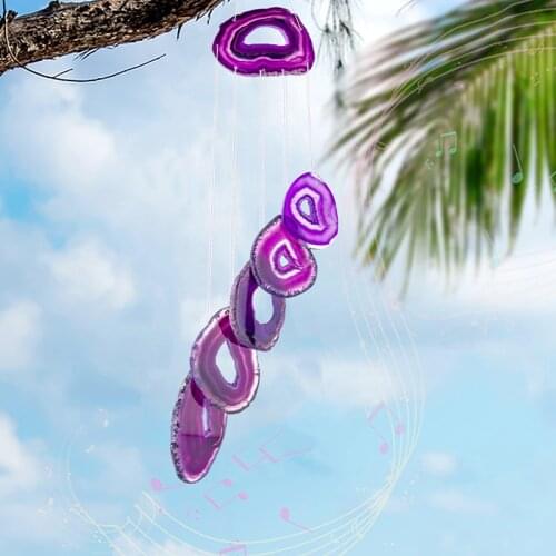 H&D Handmade Agate Slices Geode Stone Wind Chimes Healing Crystal Windchime for Home Decoration Outdoor and Indoor Ornament Gift