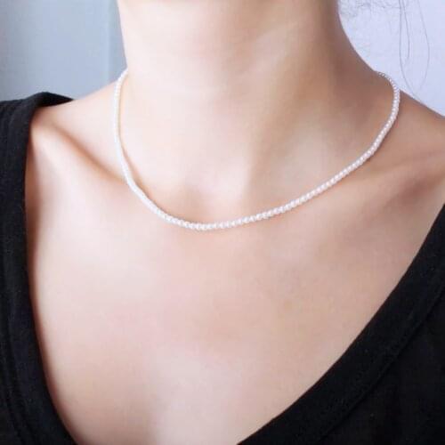 Girl small pearl necklace, short necklace, diameter 3.5mm, natural freshwater pearl, ladies necklace