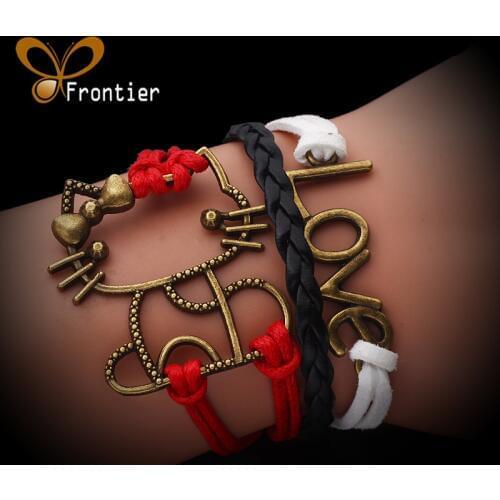 Fashion Charm Jewelry Leather Double Multilayer Braided Wax Rope Bracelets Gift For Women AB076