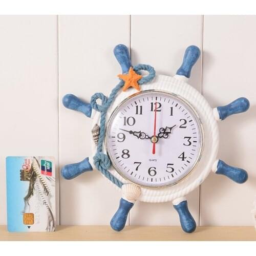 Nautical Beach Wheel Wall Clock Maritime Time Clock Home Wall Decoration SCVD889