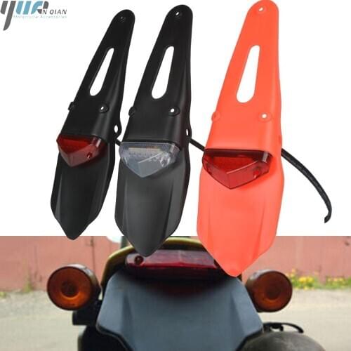Motorcycle Fenders Mudguard Motocross Enduro Dirt Bike 12LED Rear Tail Light Brake Stop Signal For Kawasaki Honda BMW Yamaha