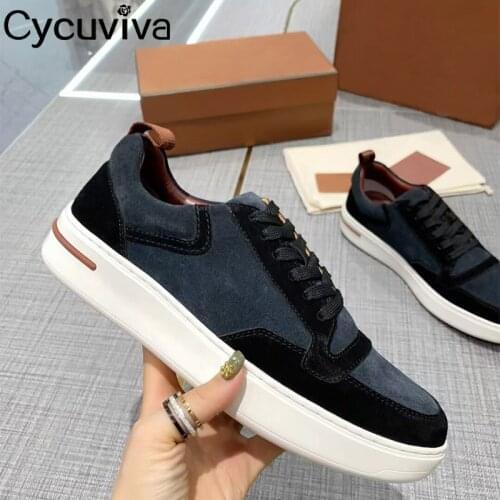 Spring 2021 Suede Parchwork Men Shoes Lace Up Round Toe Sneakers Male Flat Platform Shoes Casual Outwear Loafers For Men Zapatos