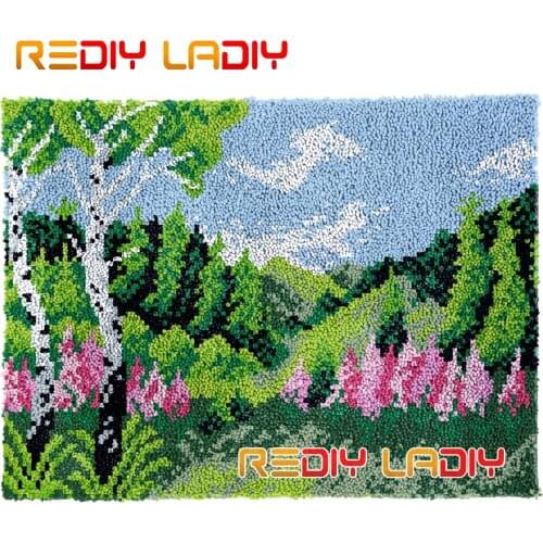 Latch Hook Rug Kits Birch Valley DIY Carpet Rug Needlework Plush Wall Hanging Chunky Yarn Art Crocheted Floor Mat Hobby & Crafts