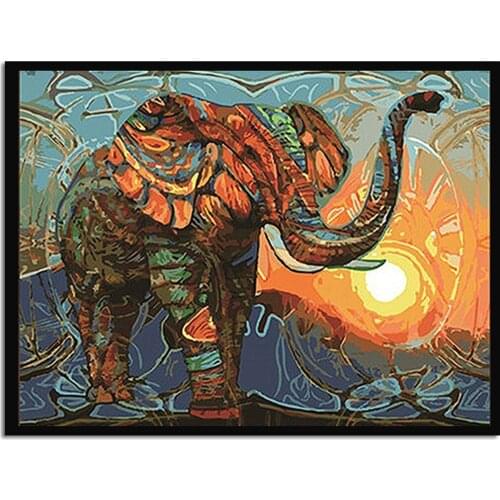 Wall Art Abstract Watercolor Elephant Home Decoration Cartoon Animals Kids Childrens room Oil Painting posters prints Picture