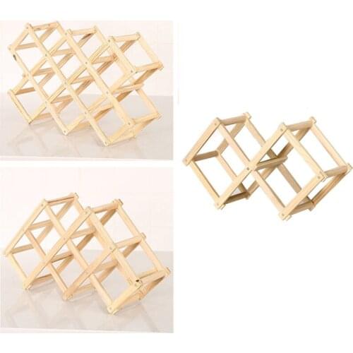 HOT-Collapsible Wooden Wine Racks Wine Bottle Holder Wood Shelf Organizer Storage for Retro Display Cabinet