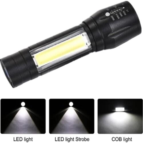 Portable T6 COB LED Flashlight Waterproof Tactical USB Rechargeable Camping Lantern Zoomable Focus Torch Light Lamp Night Lights