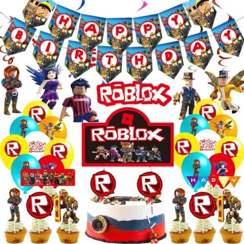 Roblo Game Boys Birthday Party Decorations Disposable Knife Spoon Baby Shower Tableware Set Party Supplies Birthday Balloons
