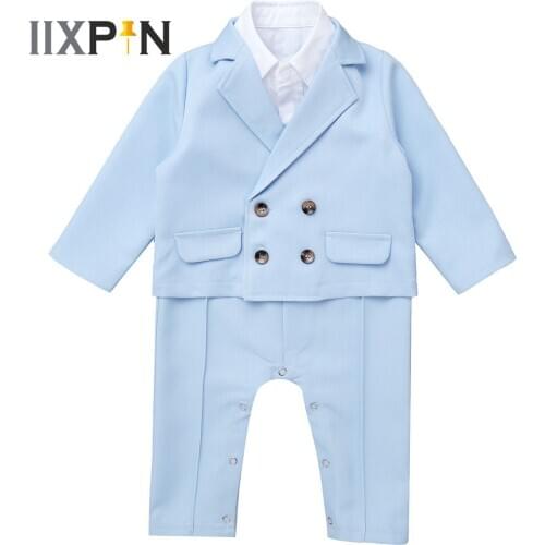 Fashion Gentleman Baby Set Bowtie Rompers + Blazers Suits Coats Baby Boy Party Suits Infant Clothing Infant Baby Boys Clothes