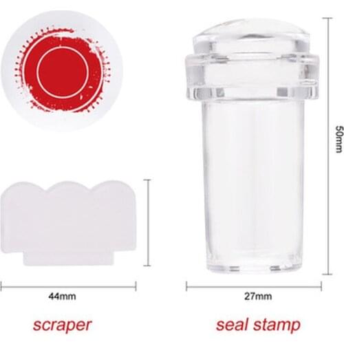 Nail Art Templates Clear Jelly Silicone Stamper Stamping Plate Scraper With Cap Transparent Nail Stamper