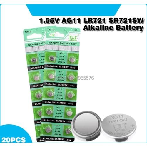 20pcs/pack LR721 362 AG11 Button Battery SR721 162 Cell Coin Alkaline Batteries 1.55V For Watch Toys Remote