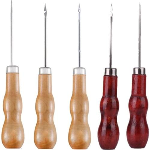 Nonvor Leather Sewing Awl Wooden Handle Sewing Awl Canvas Leather Tent Shoes Awl Leather Craft for Leather Hole Punch Stitching