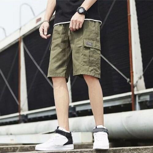 Mens Summer Casual Shorts Safari Style Knee Length Mid Waist Cargo Short Pant Male Branded Mens Clothing Outdoor Sports Short