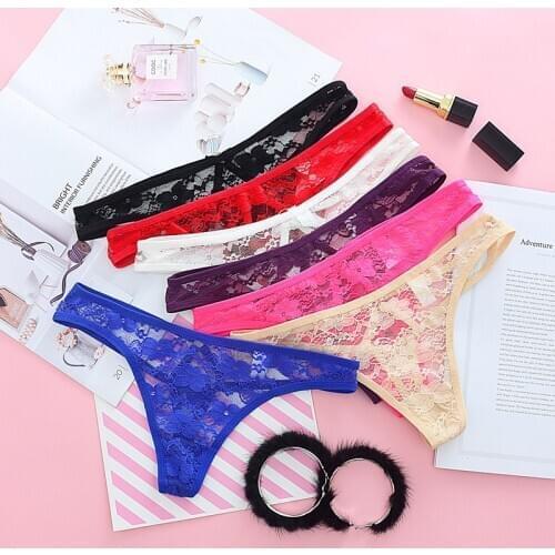 Cotton Temptation Transparent lace Low-waisted Women Sexy lingerie Thongs G-string Underwear Panties Briefs Ladies T-back js8005