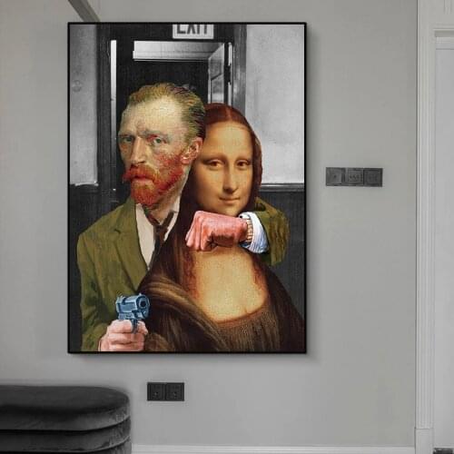 Funny Van Gogh Mona Lisa high-definition print paintings and posters on canvas, home living room decoration paintings