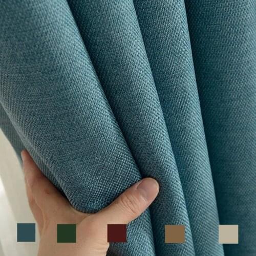 300cm Height Pure color window blackout curtain thickened cotton linen shading cutains for living room bedroom luxury curtains