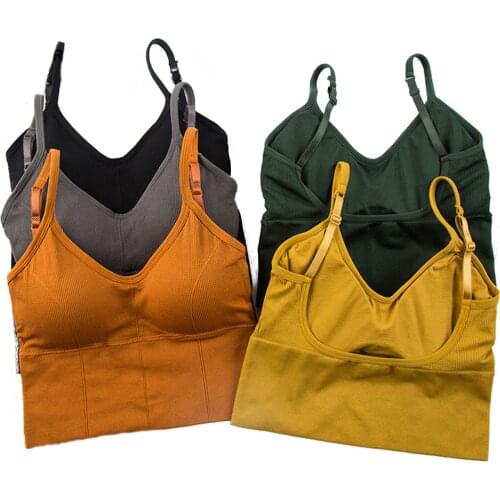 Women’s Solid Color Bustier Tops, Adjustable Shoulder Straps V-neck Seamless Vest Clothes for Daily/Exercise