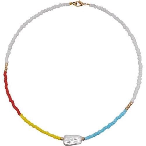 2021 New European And American Sweet Colorful Bohemia Ethnic Boho Fashion Beaded Clavicle Necklaces For Lady Jewelry