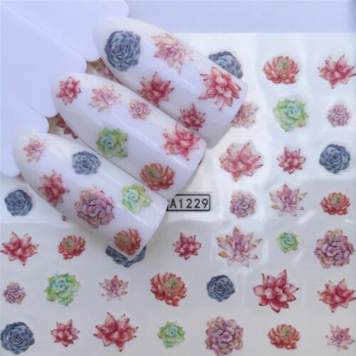 1 Pcs Hot-selling Cactus Fleshy Plant Fashion Nail Paste Series Nail Art Water Transfer Stickers Full Wraps Tips DIY A1229