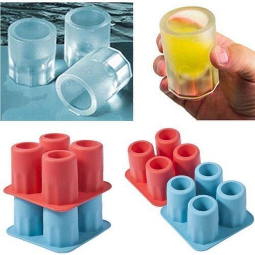 1PCS Creative 3D Ice Cube Mold Freeze 4 Cups Glasses Mould Novelty Gifts Tray Summer Party Kitchen Drinking Bar Glass Tools