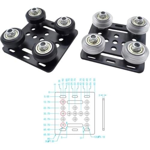 1PC V Gantry Plat Set Special Slide Plate Pulley With Black/ White Wheels 3D Printer Parts For 2020 V-slot Aluminum Profiles