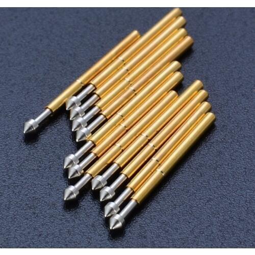 100pcs P75-E2 Spring Test Probe Pogo Pin 1.3mm Conical Head Gold Plated 1.0mm Thimble