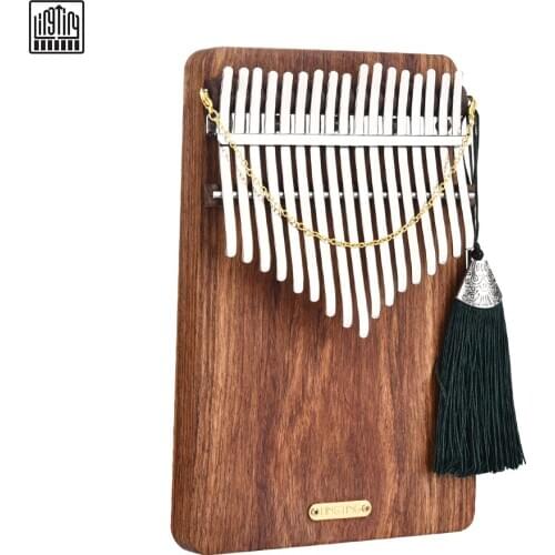 LINGTING K17P 17-key Portable Thumb Piano Kalimba Mbira Sanza Solid Wood Material with Music Book Stickers Tuning Hammer Pickup