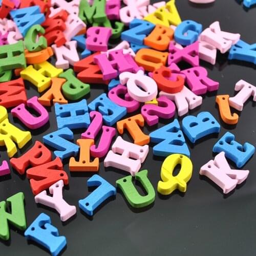 20/100Pcs Mix Color Wood Buttons Alphabet DIY Craft Scrapbook Sewing Appliques 15mm