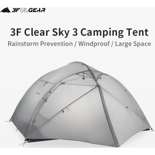 3F UL GEAR QingKong3 Lightweight Double Layer Tent 3-4Persons Outdoor 3/4Season 15D/210T Three In One Camping Tent With Mat