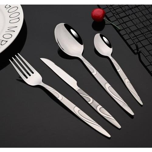 4/8/16/24Pcs Silverware Set Stainless Steel Dinnerware Set Cutlery Set Knife Fork Spoon Dinner Set Silver Home Tableware Set