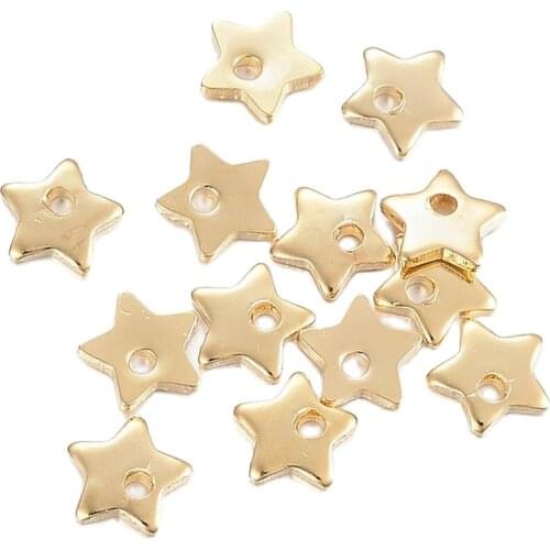 50pcs 304 Stainless Steel Mini Stars Charms Necklace Pendants For DIY Jewelry Making Finding Accessory 5.5x6x1mm Hole: 1mm