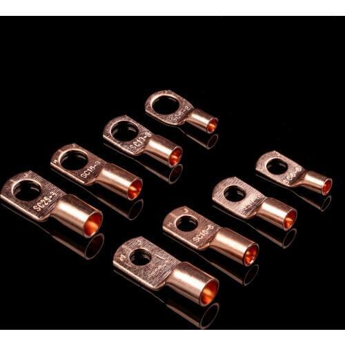 50Pcs SC6-6 SC6-8 SC10-6 Tinned Copper Lug Ring Wire Connectors for Battery Bare Cable Electric Wire Crimp Terminal