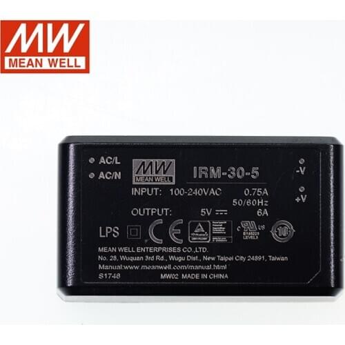 MEAN WELL IRM-30-5 30W PCB assemble Encapsulated DC Power Module 110V/220V AC to 5V DC 6A Meanwell Module type Power Supply PSU