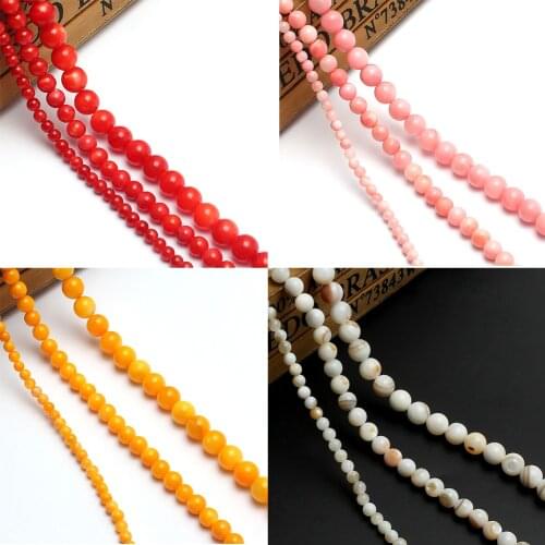 Wholesale Natural Shell Pearl Stone Beads 4/6/8mm Round Loose Beads For Making Women Jewelry Choker Diy Bracelet Accessories 15