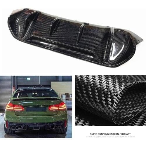 Carbon Fiber Tail Exhaust Muffler Lip For 2018 2019-2020 BMW F90 M5 Rear Diffuser Bumper Cover