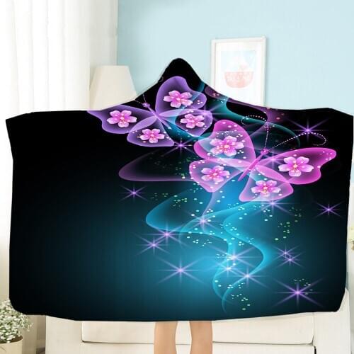 Sofa Warm For Bedding Hooded Wearable Can Wear Gold Butterfly And Colorful Butterfly Blanket Fashion Travel Picnic