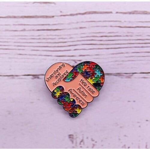 Understanding and acceptance help raise autism awareness enamel pin badge