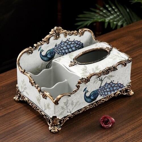 European Luxury Paper Tissue Box Golden Multifunction Napkin Tissue Box Storage American Large Cover Tissu Anima Home Decoration