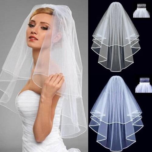 Simple Short Tulle Wedding Veils Two Layer With Comb White Ivory Bridal Veil for Bride for Marriage Wedding Accessories