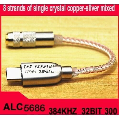 USB Type-C To 3.5mm HiFi Digital Headphone Amplifier Decoding DAC Audio Adapter Cable For Mac iPad Android Win10 ALC5686 Chip