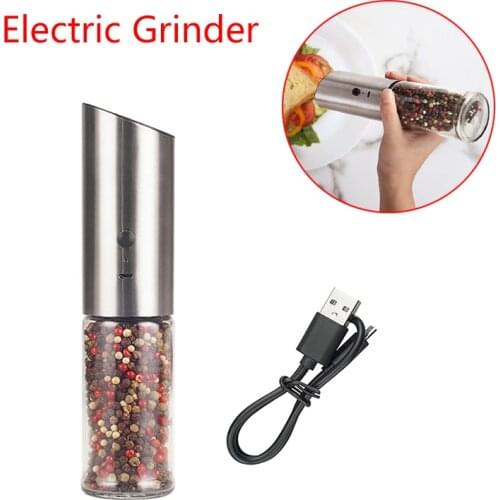 Stainless Steel Salt and Pepper Grinder USB Rechargeable Electric Grinder Spice Milling Machine Kitchen Automatic Grinder Tool