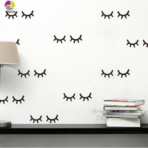 Cute Eyelash Wall Sticker Nursery Room DIY Lovely Cilia Wall Decal Children Room Removable Cut Vinyl Wall Art Polka wallpaper
