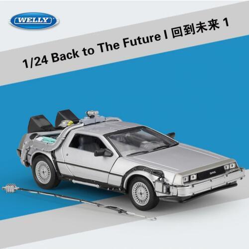 Welly 1:24 Diecast Alloy Model Car DMC-12 delorean back to the future Time Machine Metal Toy Car For Kid Toy Gift Collection