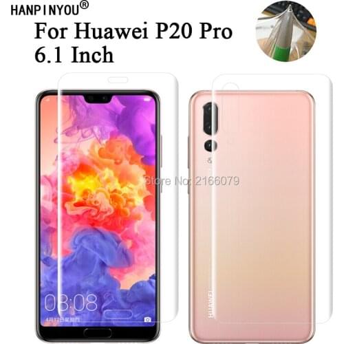 For Huawei P20 Pro P20Pro 6.1" Soft TPU Front Back Full Cover Screen Protector Transparent Protective Film Guard + Clean Tools