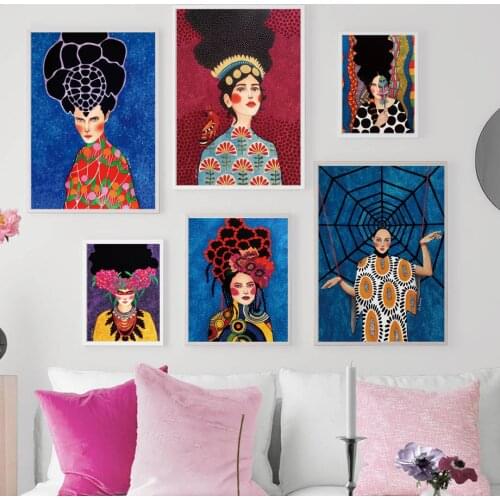 Wall Art Canvas Painting Abstract Girl Hair Bird Feather Flowers Nordic Posters And Prints Wall Pictures For Living Room Decor